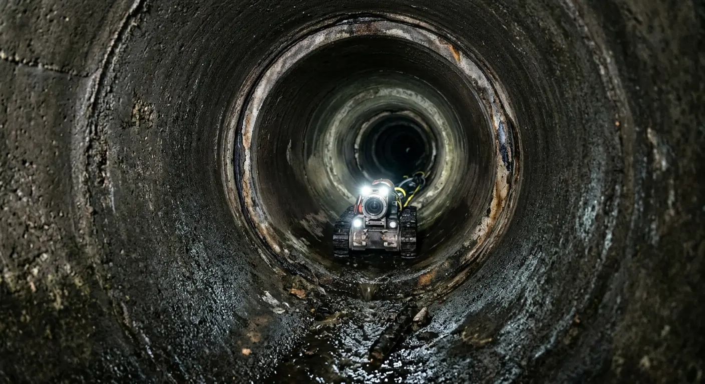 Robotic sewer camera inspecting pipe interior for Sewer Line Repair in Silver Springs Shores